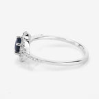 0.78 Carat Genuine Blue Sapphire and White Diamond 14K White Gold Ring