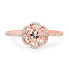 0.54 Carat Genuine Morganite and White Diamond 14K Rose Gold Ring