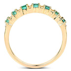0.41 Carat Genuine Zambian Emerald and White Diamond 14K Yellow Gold Ring