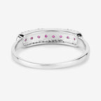 0.47 Carat Genuine Ruby and White Diamond 14K White Gold Ring