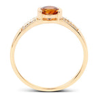 0.51 Carat Genuine Citrine and White Diamond 14K Yellow Gold Ring