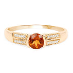 0.51 Carat Genuine Citrine and White Diamond 14K Yellow Gold Ring