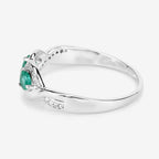0.35 Carat Genuine Zambian Emerald and White Diamond 14K White Gold Ring