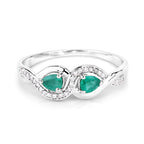 0.35 Carat Genuine Zambian Emerald and White Diamond 14K White Gold Ring