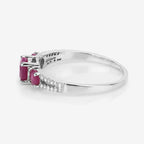 1.02 Carat Genuine Ruby and White Diamond 14K White Gold Ring