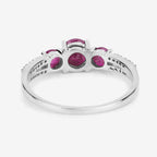 1.02 Carat Genuine Ruby and White Diamond 14K White Gold Ring