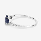 0.98 Carat Genuine Blue Sapphire and White Diamond 14K White Gold Ring