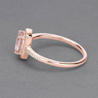 0.82 Carat Genuine Morganite and White Diamond 14K Rose Gold Ring