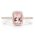 0.82 Carat Genuine Morganite and White Diamond 14K Rose Gold Ring