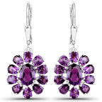 11.60 Carat Genuine Amethyst and White Topaz .925 Sterling Silver 3 Piece Jewelry Set (Ring, Earrings, and Pendant w/ Chain)