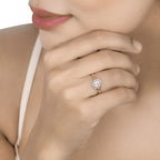 0.78 Carat Genuine Morganite and White Diamond 14K Rose Gold Ring