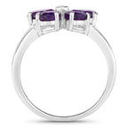 1.35 Carat Genuine Amethyst and Created White Sapphire .925 Sterling Silver Ring