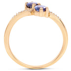 0.51 Carat Genuine Tanzanite and White Diamond 14K Yellow Gold Ring