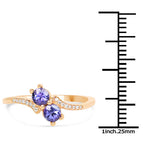 0.51 Carat Genuine Tanzanite and White Diamond 14K Yellow Gold Ring