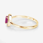 0.33 Carat Genuine Ruby and White Diamond 14K Yellow Gold Ring