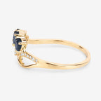 0.65 Carat Genuine Blue Sapphire and White Diamond 14K Yellow Gold Ring