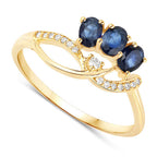 0.65 Carat Genuine Blue Sapphire and White Diamond 14K Yellow Gold Ring