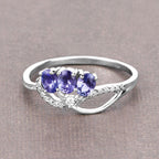 0.56 Carat Genuine Tanzanite and White Diamond 14K White Gold Ring
