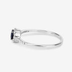 0.38 Carat Genuine Blue Sapphire and White Diamond 14K White Gold Ring