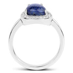 2.03 Carat Genuine Lapis And White Topaz .925 Sterling Silver Ring