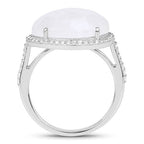 7.33 Carat Genuine White Rainbow Moonstone And White Topaz .925 Sterling Silver Ring