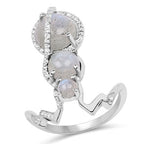 2.79 Carat Genuine Labradorite And White Topaz .925 Sterling Silver Ring