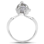2.79 Carat Genuine Labradorite And White Topaz .925 Sterling Silver Ring