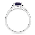 3.07 Carat Glass Filled Sapphire and White Zircon .925 Sterling Silver Ring