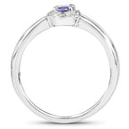 0.54 Carat Genuine Tanzanite and White Zircon .925 Sterling Silver Ring