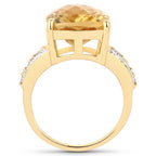 8.44 Carat Genuine Citrine and White Topaz .925 Sterling Silver Ring