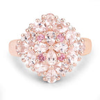 "2.36 Carat Genuine Morganite, Pink Tourmaline and White Diamond .925 Sterling Silver Ring