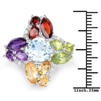 6.13 Carat Genuine Multi Stones .925 Sterling Silver Ring