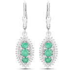 3.52 Carat Genuine Zambian Emerald and White Topaz .925 Sterling Silver 3 Piece Jewelry Set (Ring, Earrings, and Pendant w/ Chain)
