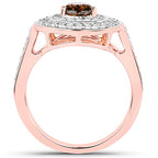 1.64 Carat Genuine Chocolate Brown Diamond and White Diamond 18K Rose Gold Ring