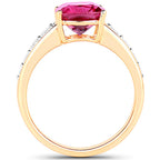 2.70 Carat Genuine Rubellite and White Diamond 14K Yellow Gold Ring