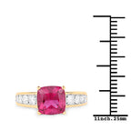 2.70 Carat Genuine Rubellite and White Diamond 14K Yellow Gold Ring