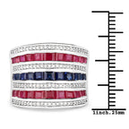 3.36 Carat Genuine Multi Stones .925 Sterling Silver Ring
