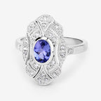 1.17 Carat Genuine Tanzanite and White Topaz .925 Sterling Silver Ring