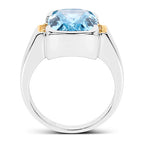 Two Tone Plated 6.93 Carat Genuine Blue Topaz & White Topaz .925 Sterling Silver Ring