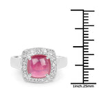 3.31 Carat Glass Filled Ruby and White Topaz .925 Sterling Silver Ring