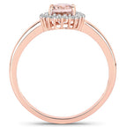 0.81 Carat Genuine Morganite and White Diamond 14K Rose Gold Ring