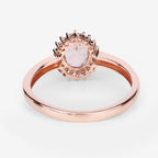 0.81 Carat Genuine Morganite and White Diamond 14K Rose Gold Ring