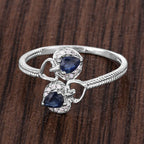 0.34 Carat Genuine Blue Sapphire and White Diamond 14K White Gold Ring