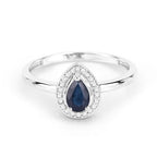 0.48 Carat Genuine Blue Sapphire and White Diamond 14K White Gold Ring