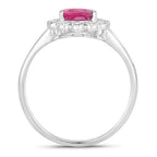 1.31 Carat Genuine Ruby and White Diamond 10K White Gold Ring