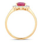 1.31 Carat Genuine Ruby and White Diamond 10K Yellow Gold Ring