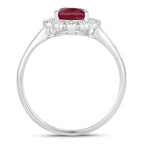 1.31 Carat Genuine Ruby and White Diamond 14K White Gold Ring