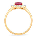 1.31 Carat Genuine Ruby and White Diamond 14K Yellow Gold Ring