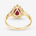 1.31 Carat Genuine Ruby and White Diamond 14K Yellow Gold Ring