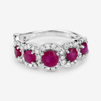 1.99 Carat Genuine Ruby and White Diamond 14K White Gold Ring